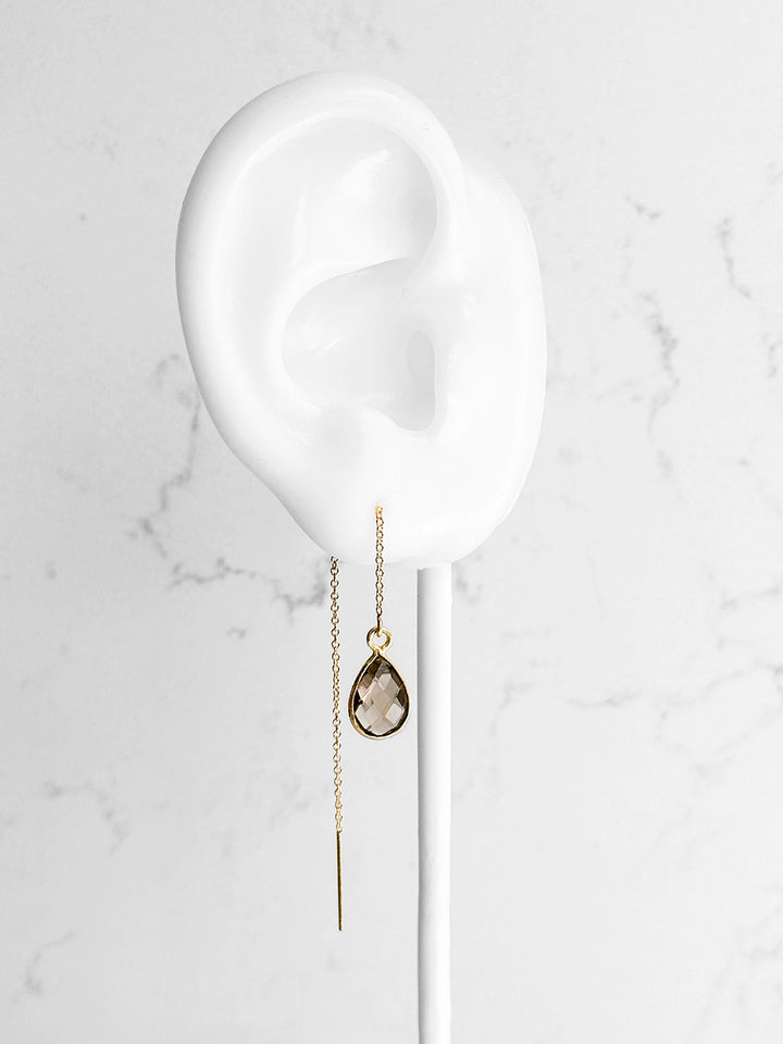 Smoky Quartz Threader Earrings