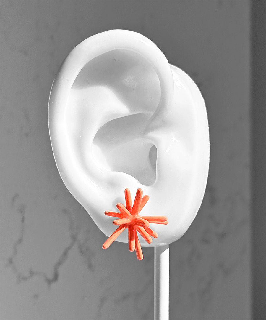 Sputnik Post Earrings--Coral