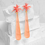 Sputnik Extra Long Drop Earrings--Neon Coral