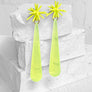 Sputnik Extra Long Drop Earrings--Neon Yellow