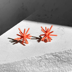 Sputnik Post Earrings--Coral
