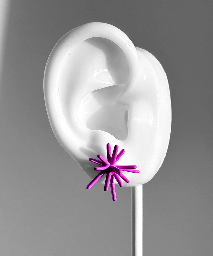 Sputnik Post Earrings--Purple