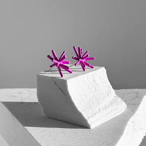 Sputnik Post Earrings--Purple