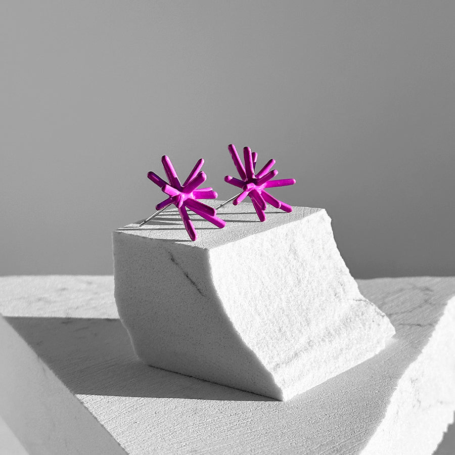 Sputnik Post Earrings--Purple