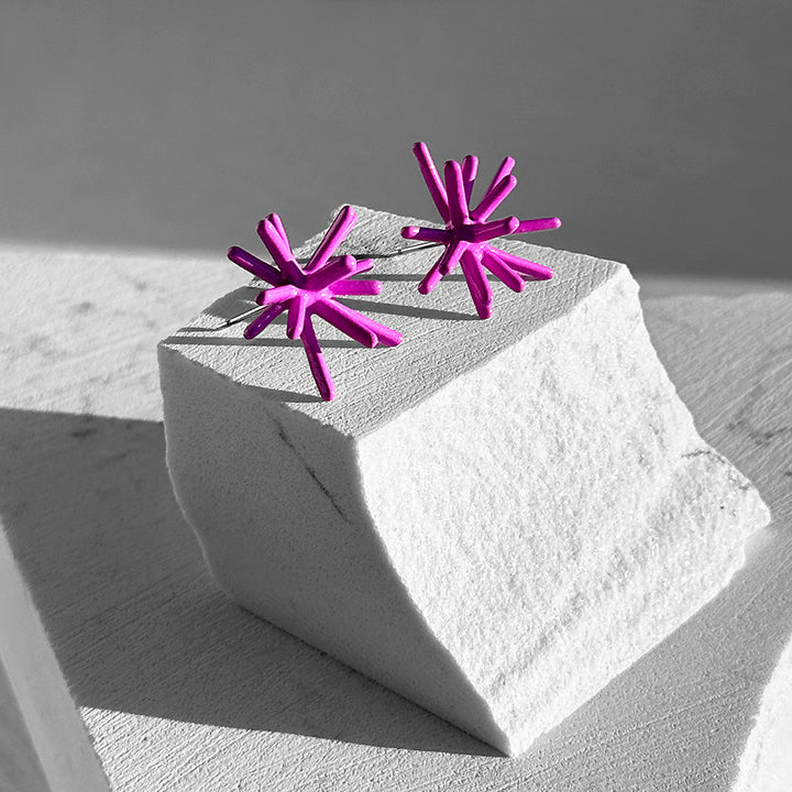 Sputnik Post Earrings--Purple