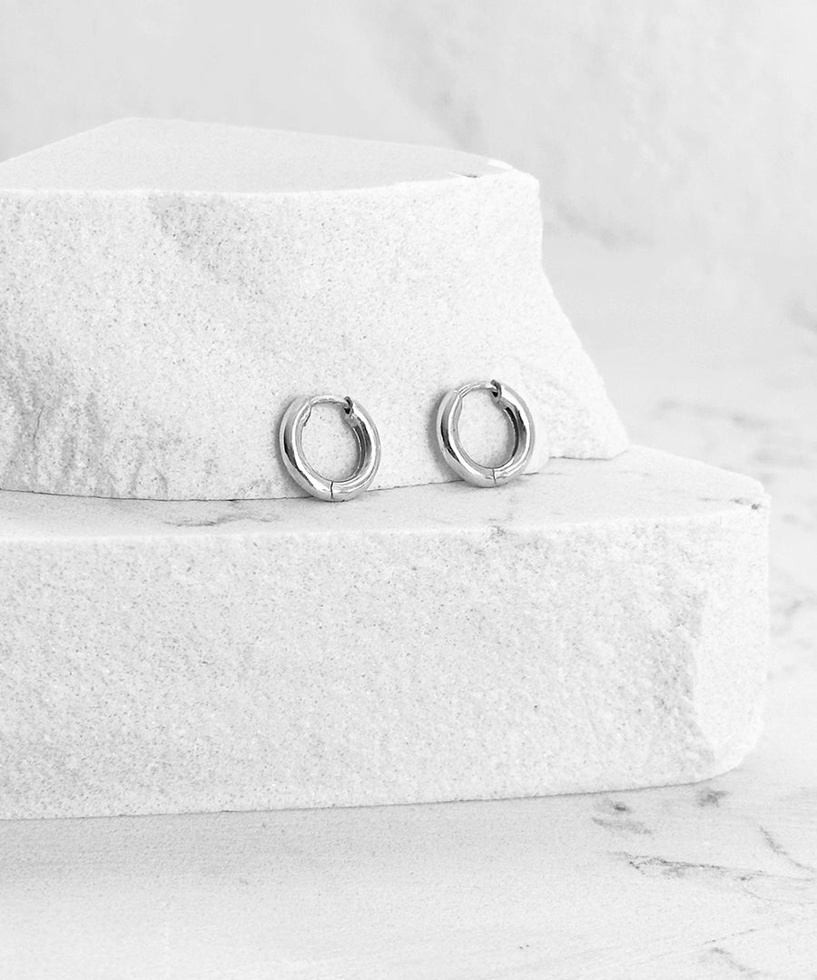Thick Silver Mini Hoops