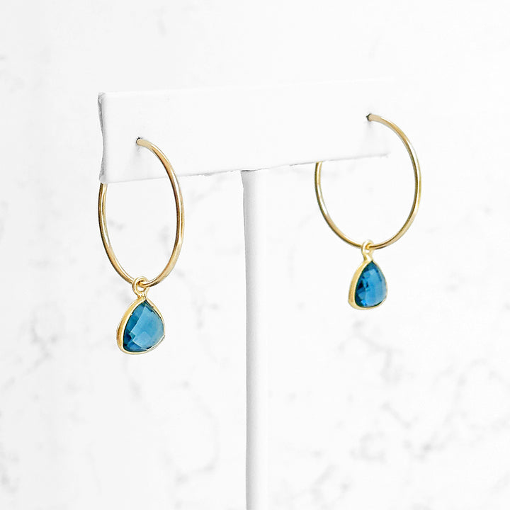 Blue Kyanite Gemstone Hoop Earrings