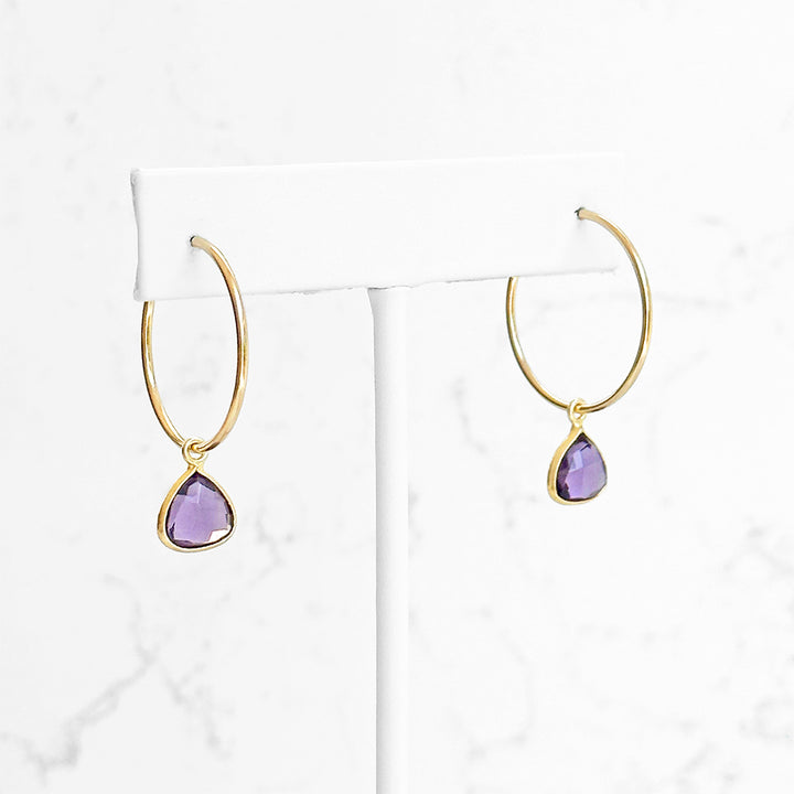 Amethyst Gemstone Hoop Earrings