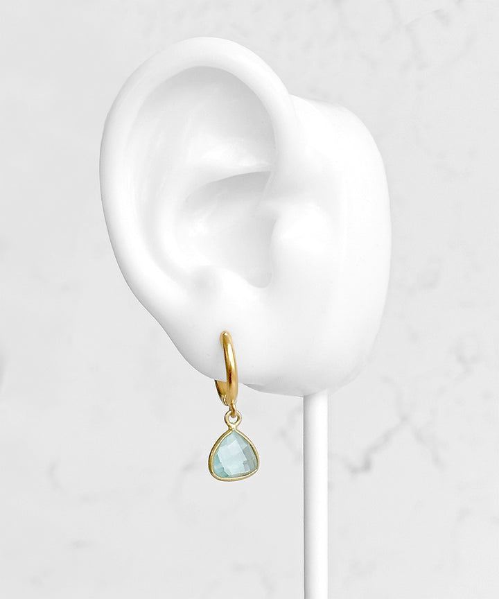 Blue Topaz Gemstone Hoop Mini Earrings