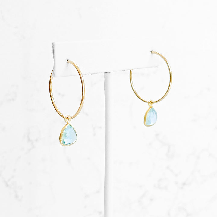 Blue Topaz Gemstone Hoop Earrings