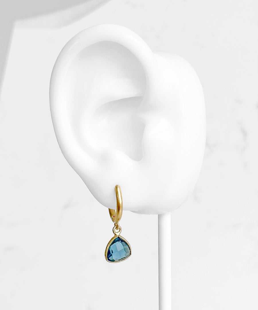 Blue Kyanite Gemstone Hoop Mini Earrings