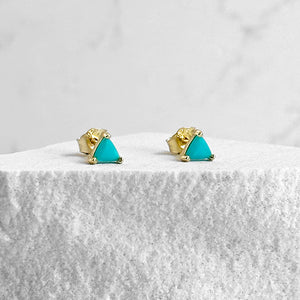 Mini Triangle Gemstone Post Earrings