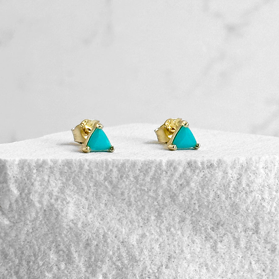 Mini Triangle Gemstone Post Earrings