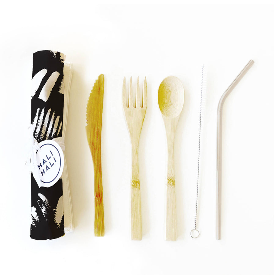 Cutlery Set in Painterly Midnight - 6 pcs