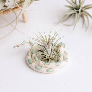 Medium Ceramic Snake (Sylvia-white/turquoise)