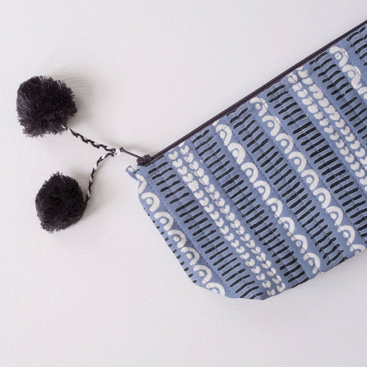 Javie Cloud Navy Block Printed Makeup Pouch