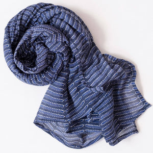 Casper Navy Block Printed Scarf