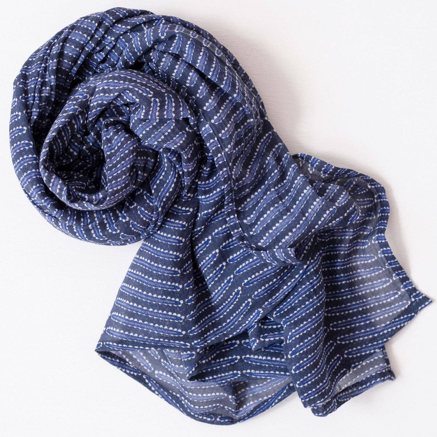 Casper Navy Block Printed Scarf