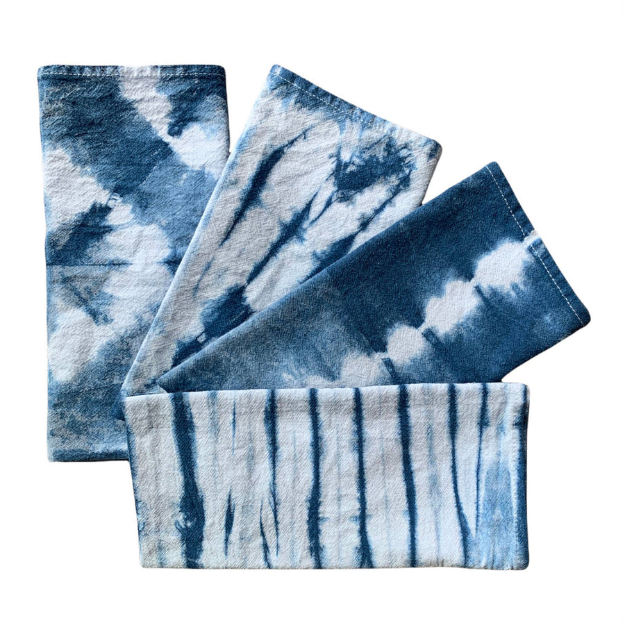 Hand-Dyed Indigo Shibori Cloth Napkins Set of 4