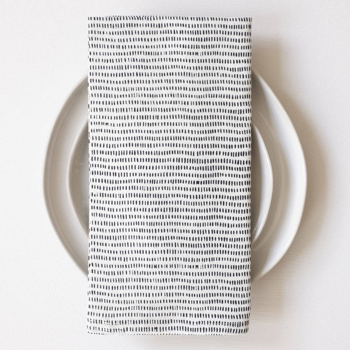 Alice Stripes Black Block Printed Napkins - set of 4