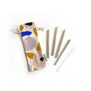 4 pc Reusable Cocktail Straw Pouch