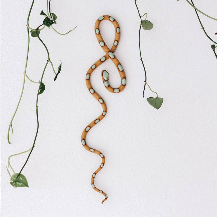 Large Ceramic Wall Snakes (Selma-tan/turquoise)