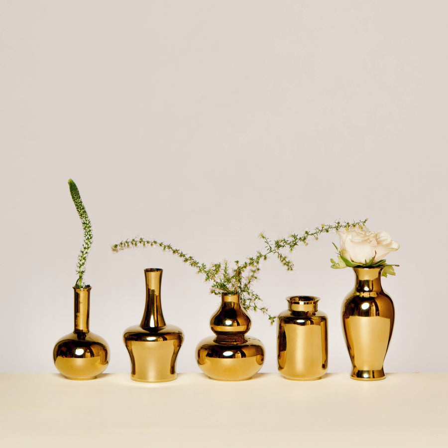 Metallic Gold Porcelain Mini Vase - limited stock!