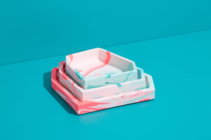 Set of Three Nested Trays - Mint & Teal