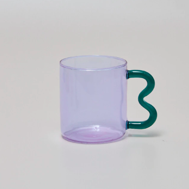 Squiggle Glass Mug Purple/Teal