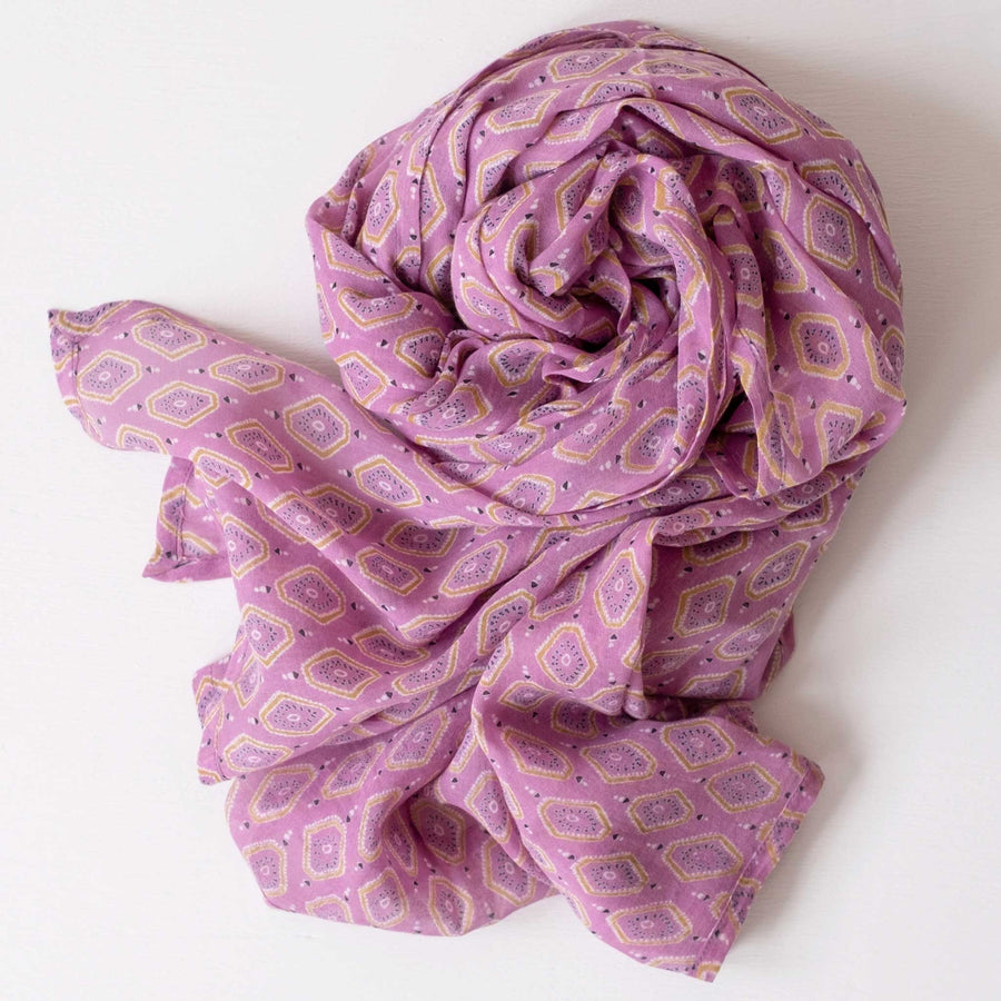 Beni Orchid Block Printed Scarf
