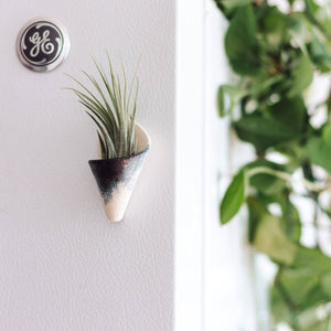 Tiny Ceramic Magnet Planter--Navy Blue