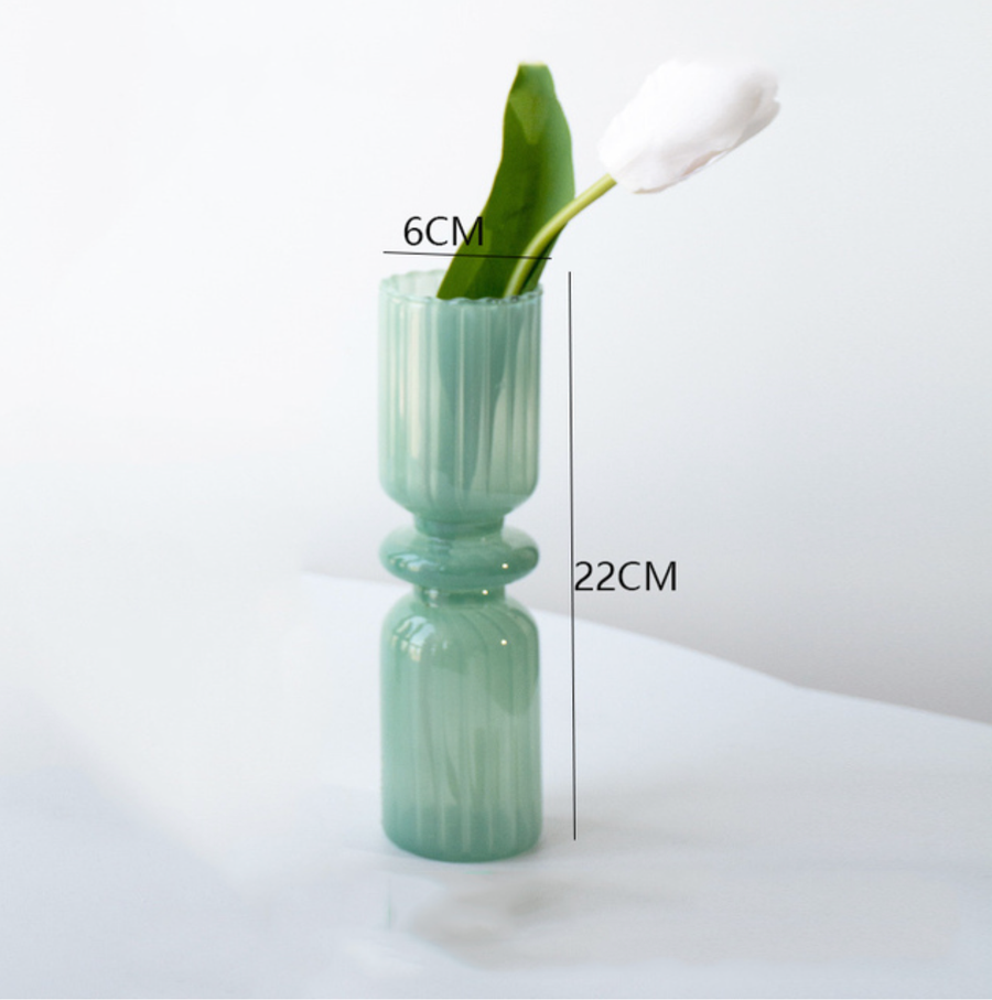 Glass Hydroponic Plant Flower Pot / Vase: Green