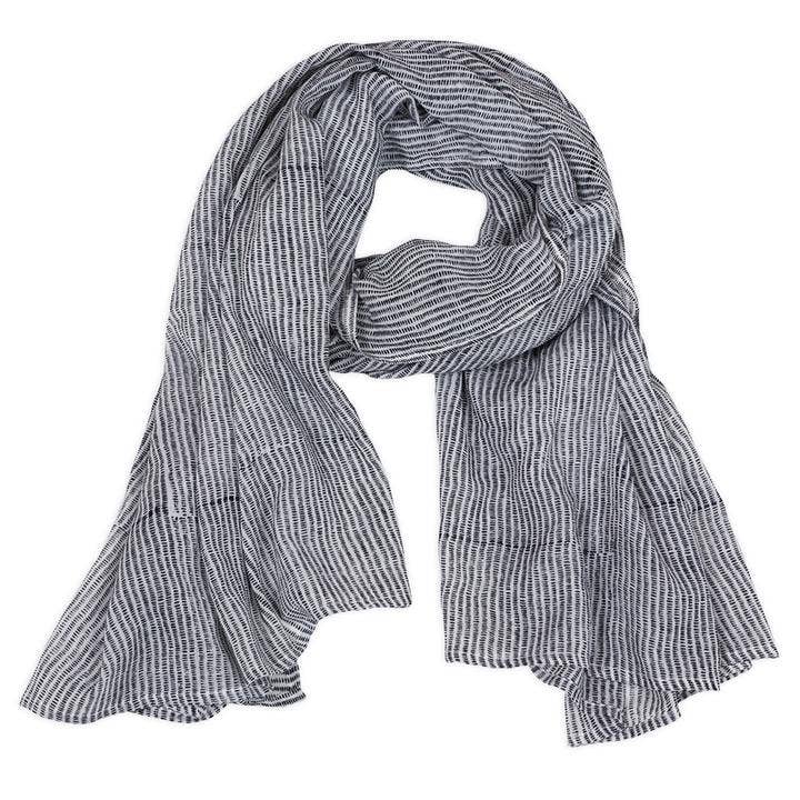 Alice Stripes Black Block Printed Scarf