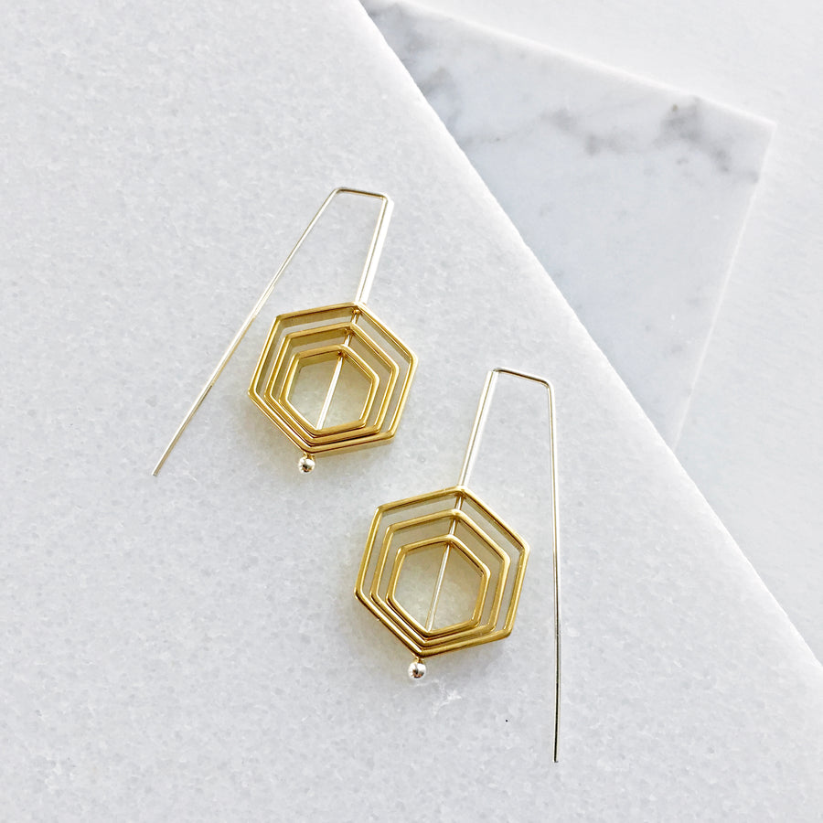 Concentric Hex Staple Earrings