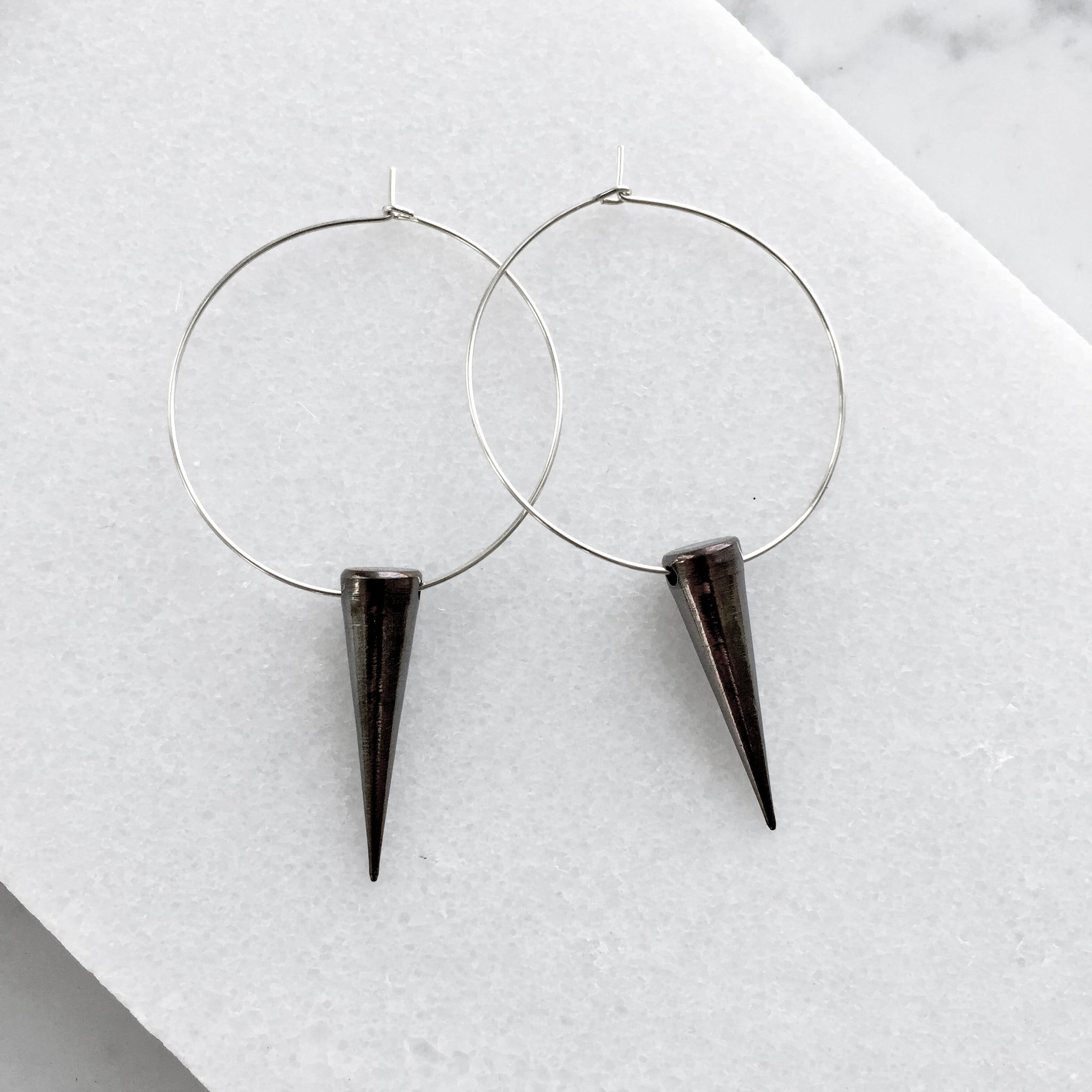 Tiny Black Spike Post Earrings 14K Gold Fill