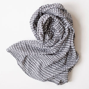 Dark Gray/White Dot Block Printed Scarf