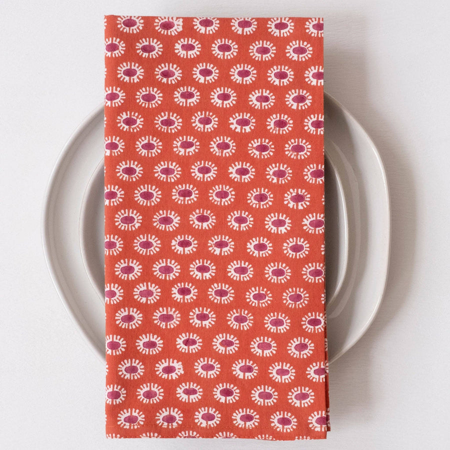 Daisy Brick Wine Block Printed Napkins - set of 4