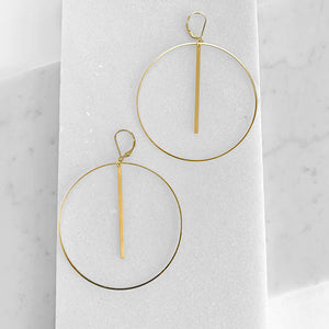 Hoop earrings shop with bar across