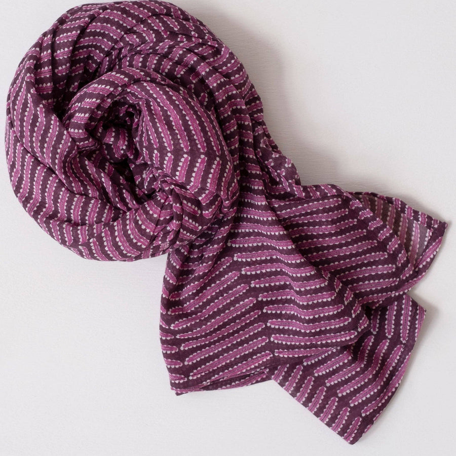 Casper Wine Block Printed Scarf