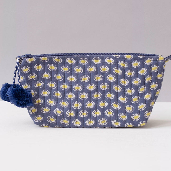 Daisy Royal Block Printed Makeup Pouch