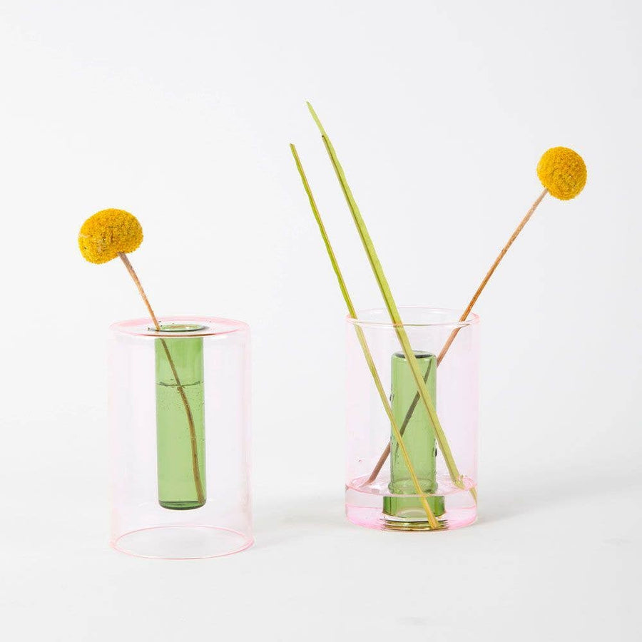 Reversible Glass Vase - Small - Pink / Green