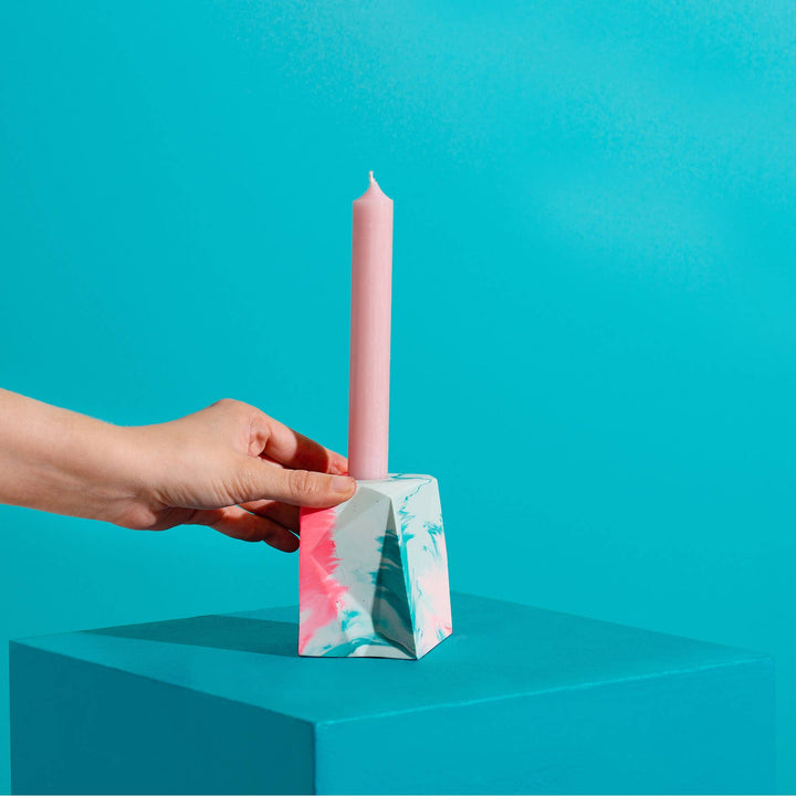 Short Candle Holder - Mint & Teal