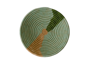 10" Medium Apricot & Olive Striped Round Basket