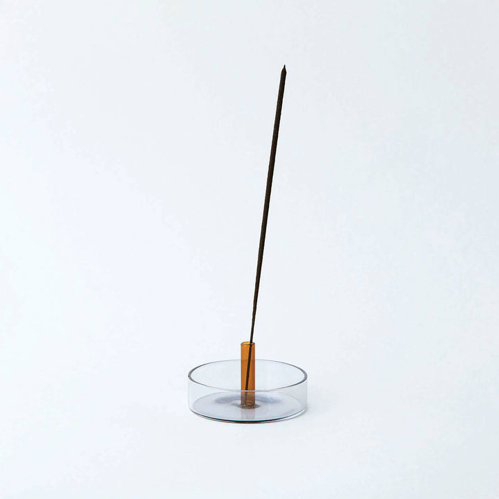 Duo Tone Glass Incense Holder Orange/Grey