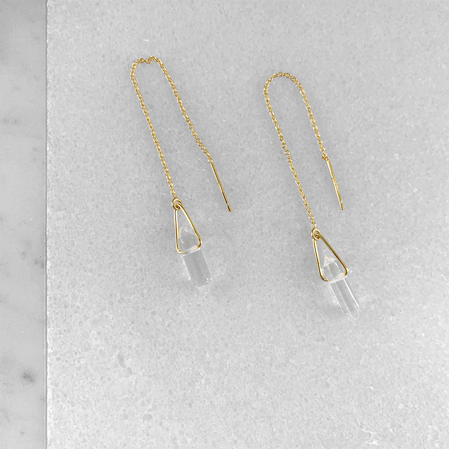 Crystal Quartz Threader Earrings