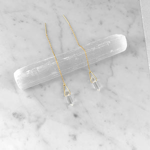 Crystal Quartz Threader Earrings
