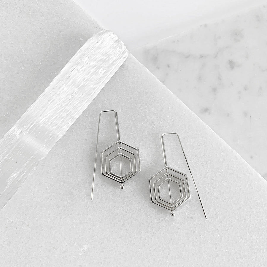 Concentric Hex Staple Earrings
