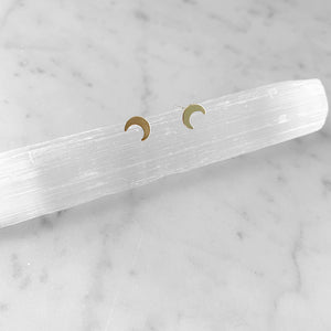 Gold Crescent Moon Post Earrings