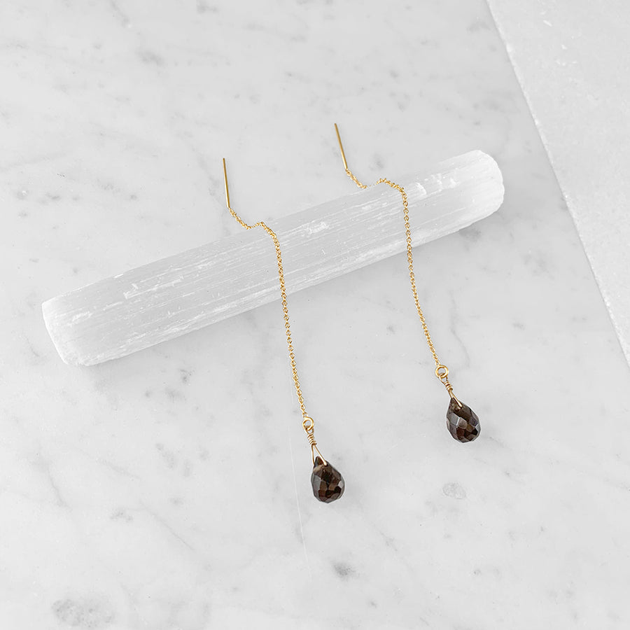 Smoky Quartz Threader Earrings