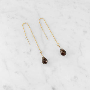 Smoky Quartz Threader Earrings